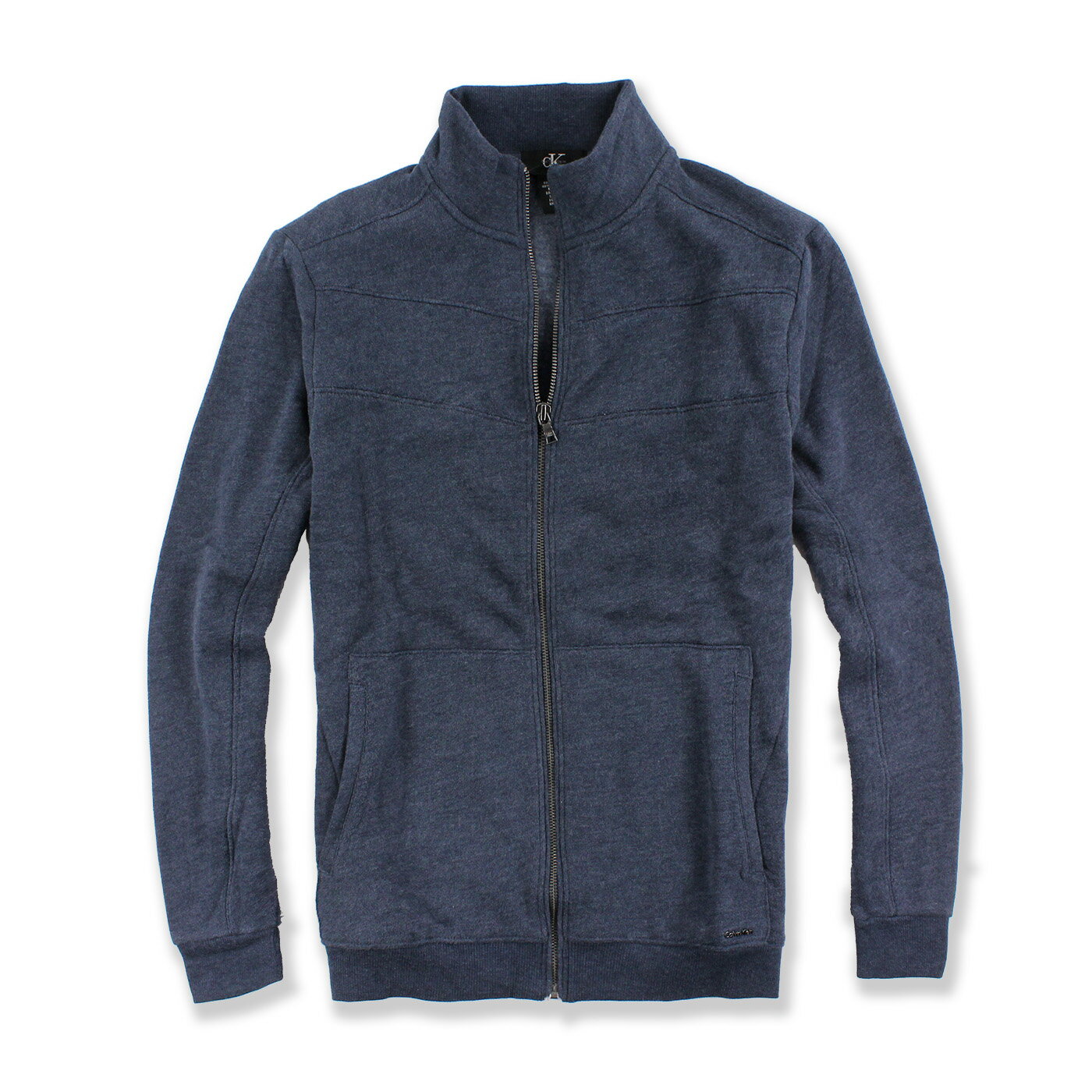 美國百分百【全新真品】Calvin Klein 外套 CK 夾克 立領 騎士 棉質 修身 藍灰色 S號 G039