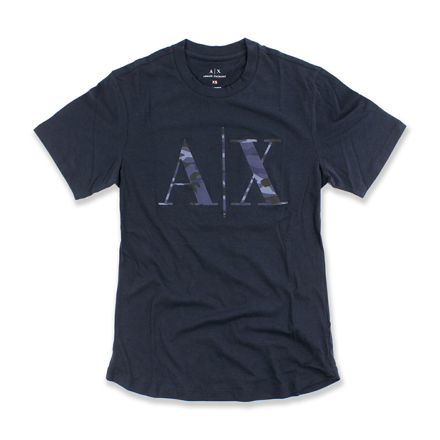 美國百分百【Armani Exchange】T恤 AX 短袖 logo T-shirt 迷彩 深藍 XS S號 G052
