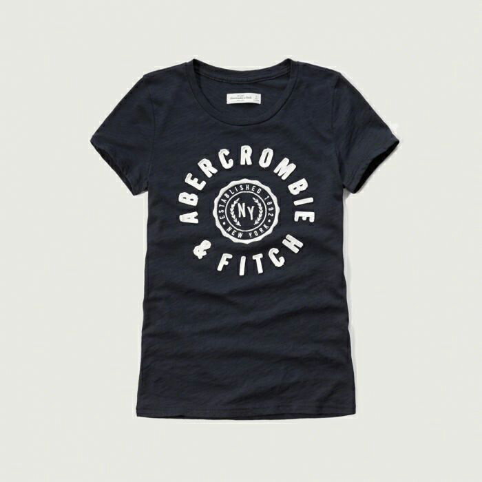 美國百分百【Abercrombie & Fitch】T恤 AF 短袖 T-shirt 短T 麋鹿 女 深藍 XS S M號 G262