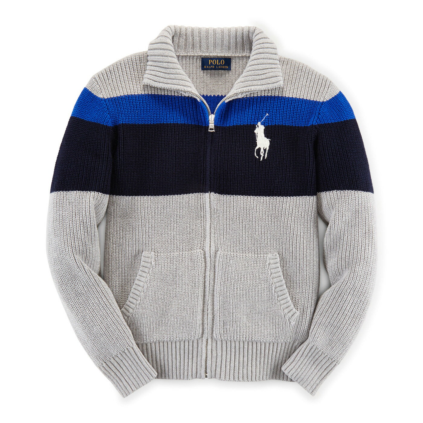 美國百分百 Ralph Lauren Rl Polo 針織立領外套大馬條紋線衫深藍寶藍灰色xs S號g302 美國百分百 Rakuten樂天市場