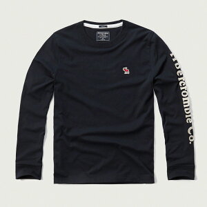 美國百分百【Abercrombie & Fitch】T恤 AF 長袖 T-shirt 麋鹿 logo 深藍 S M L號 G364