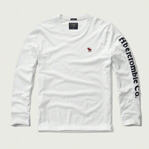 美國百分百【Abercrombie & Fitch】T恤 AF 長袖 T-shirt 麋鹿 logo 白色 S M L號 G364