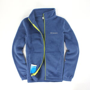 美國百分百【全新真品】Columbia 外套 上衣 夾克 刷毛外套 哥倫比亞 藍 保暖 立領 輕巧 男衣 S號