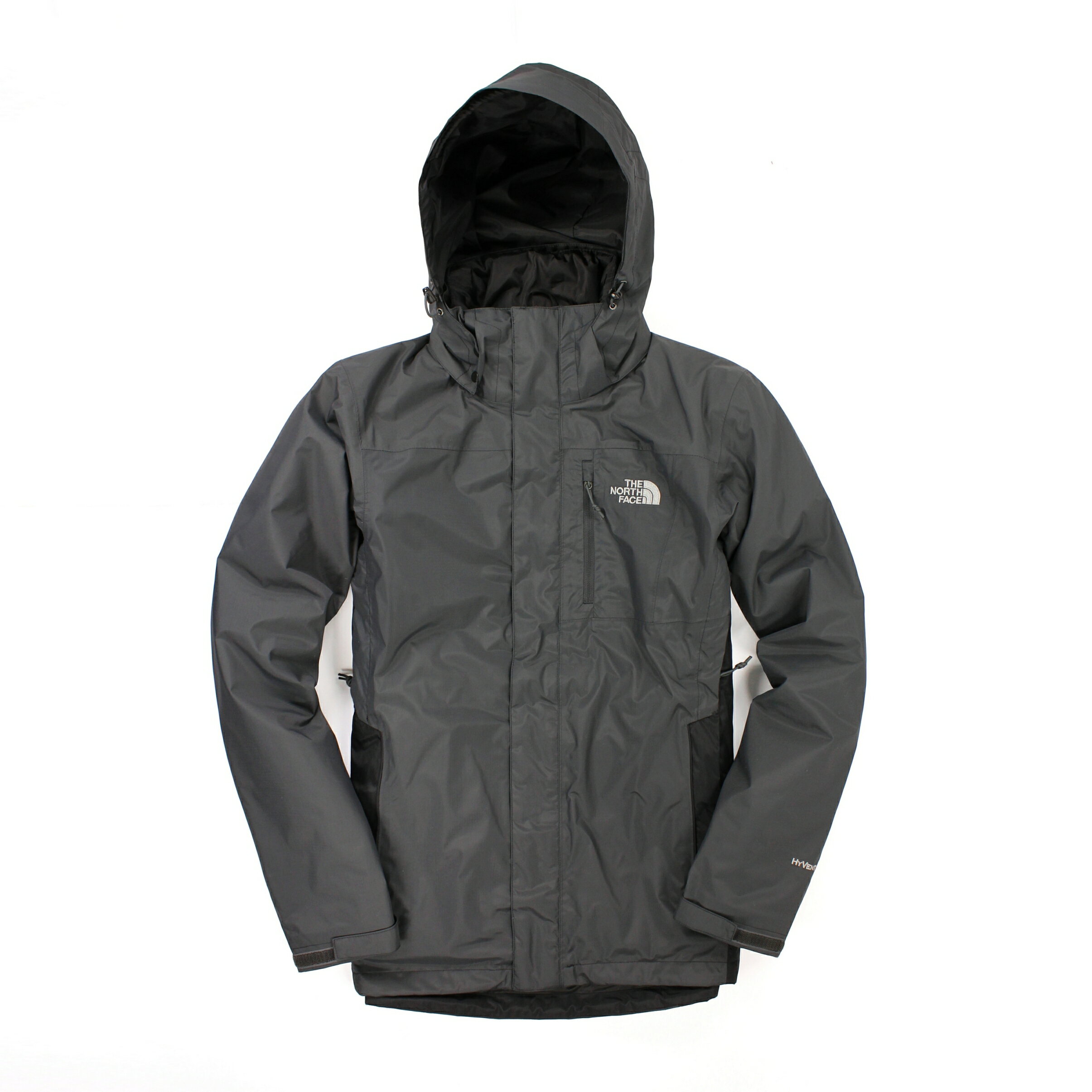 美國百分百【全新真品】The North Face 外套 TNF 連帽外套 夾克 兩件式 鋪棉 Hyvent 灰 S 男衣 B965