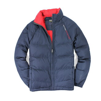 Q美國百分百【全新真品】Nautica 外套 夾克 羽絨外套 雙面 帆船 素面 深藍 免運 門市 男衣 S號 B937