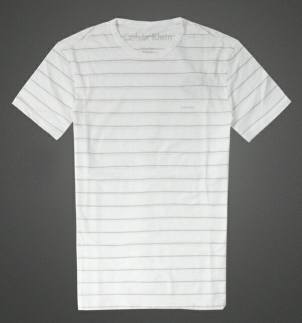 美國百分百【全新真品】Calvin Klein T恤 CK 短袖 上衣 T-shirt 短T 白 條紋 純棉 大尺 男 S M L XL XXL