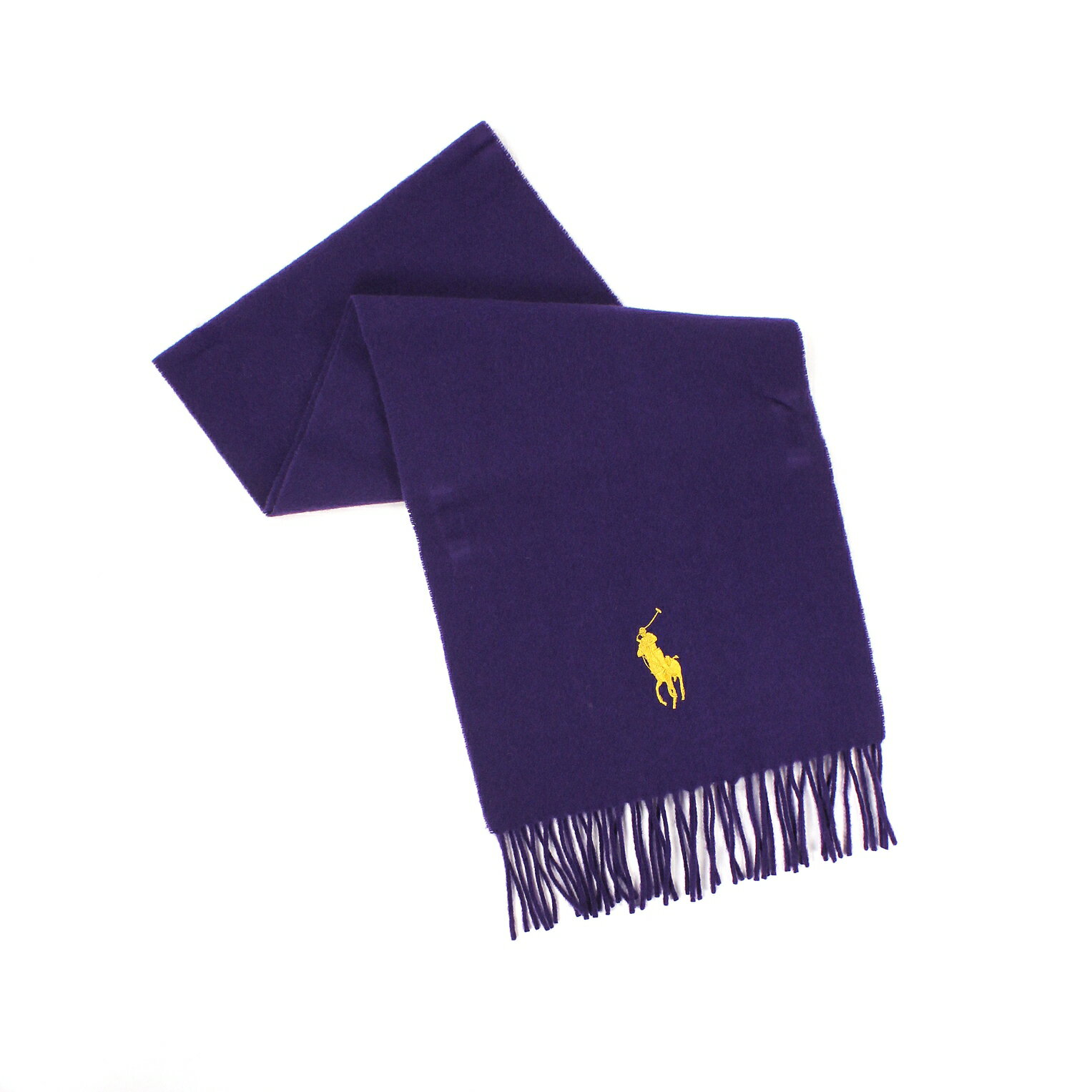 美國百分百【全新真品】Ralph Lauren 圍巾 RL 配件 披肩 Polo 大馬 紫色 金馬 雙面 羊毛 義大利 B033
