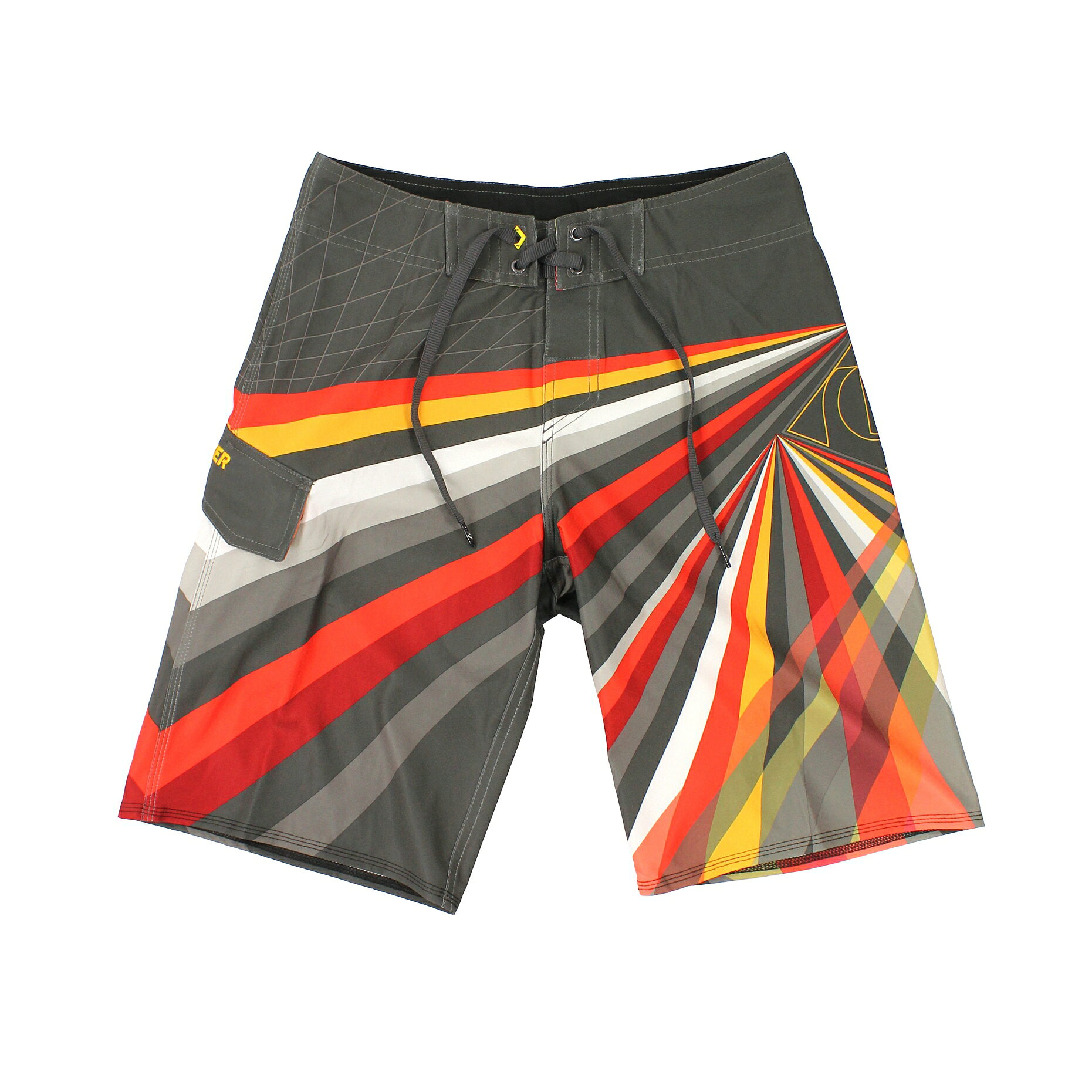 美國百分百【全新真品】Quiksilver 海灘褲 泳褲 衝浪 沙灘褲 短褲 橘灰 條紋 男 28 32腰 A776