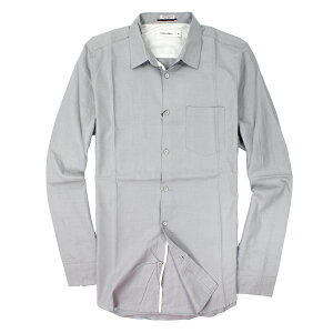 美國百分百【全新真品】Calvin Klein 襯衫 CK 長袖 上衣 灰色 純棉 素面 薄 口袋 男 M號 A885