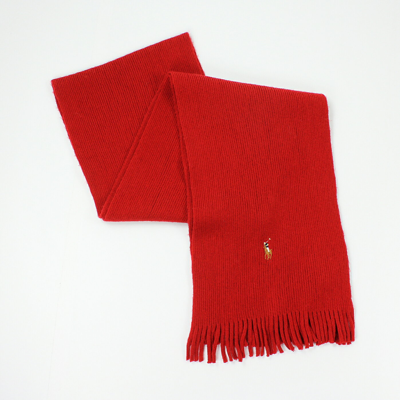 美國百分百【全新真品】Ralph Lauren 圍巾 RL 配件 紅 男 女 Polo 小彩馬 羊毛 柔軟 編織 E074