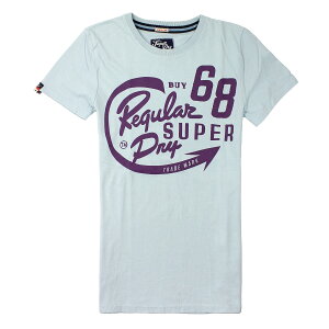 美國百分百【全新真品】Superdry T恤 短袖 上衣 T-shirt Logo 文字 藍灰 極度乾燥 純棉 男 S 2XL號