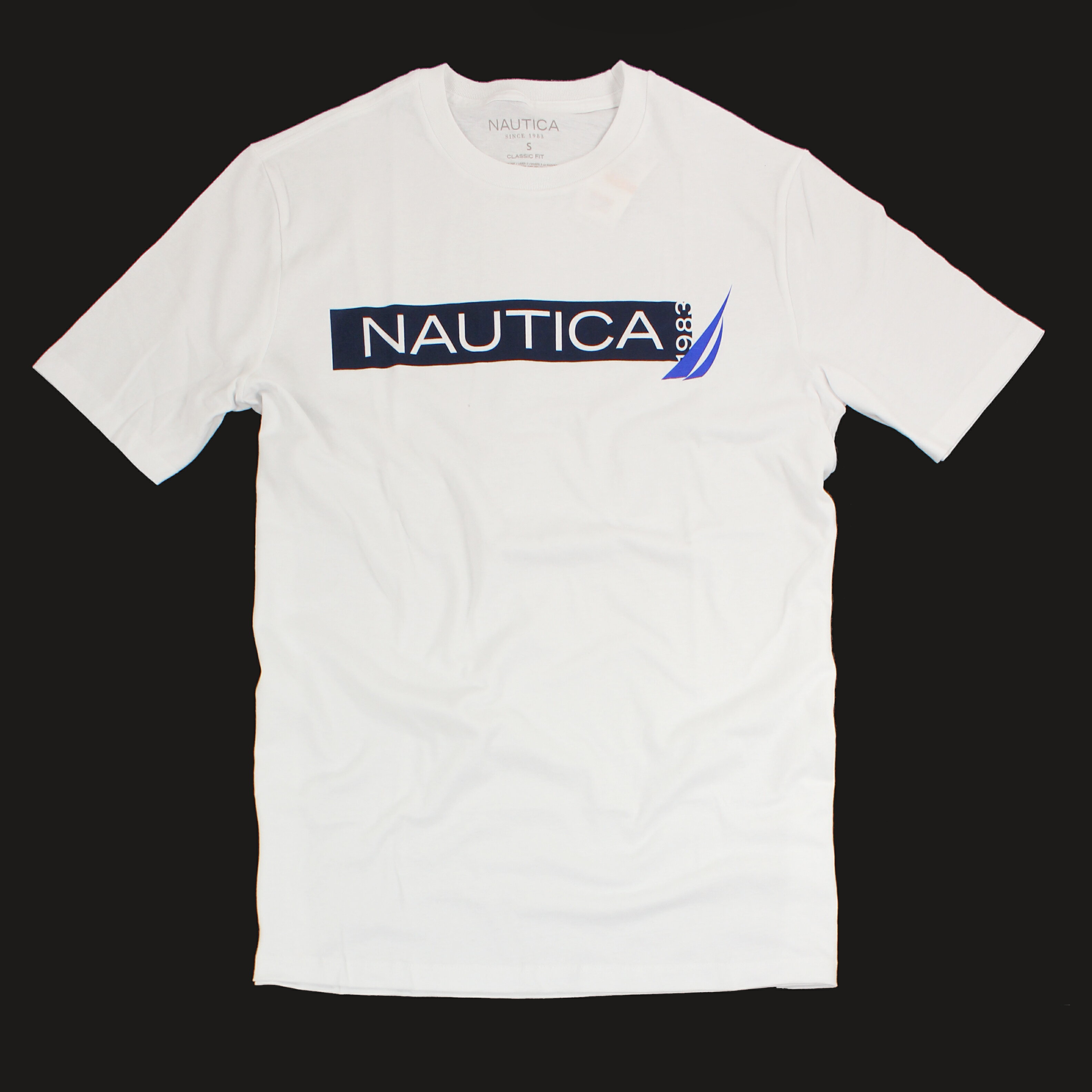 美國百分百【全新真品】Nautica T恤 帆船牌 T-SHIRT 上衣 休閒 短袖 圖案 運動 白色 S號 E124