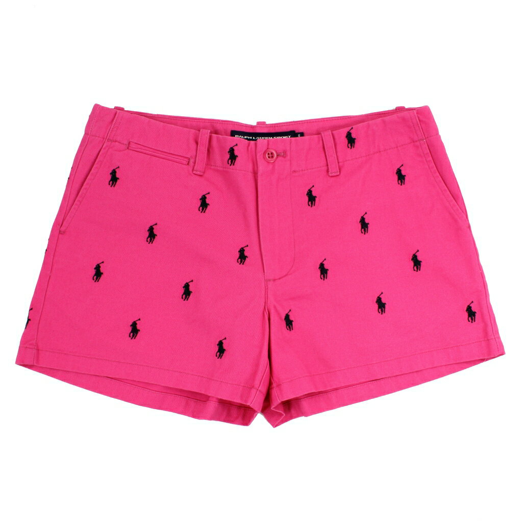 美國百分百【全新真品】Ralph Lauren 褲子 RL 短褲 牛仔褲 熱褲 Polo 小馬 女 洋紅色 C395