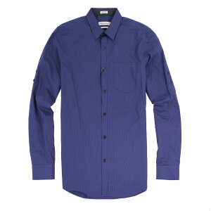 美國百分百【全新真品】Calvin Klein 襯衫 CK 男衣 長袖 上班 休閒 合身 條紋 XS號 寶藍色 E228