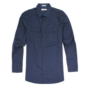 美國百分百【全新真品】Calvin Klein 襯衫 CK 男衣 長袖 上班 休閒 素面 口袋 深藍色 S號 E245