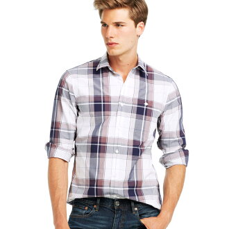 美國百分百【全新真品】Armani Exchange 襯衫 AX 長袖 上衣 上班 休閒 咖啡色 格紋 S號 E259