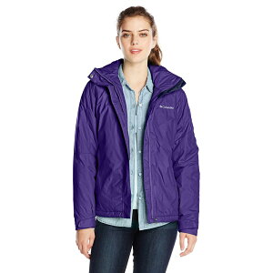 美國百分百【全新真品】Columbia 外套 夾克 連帽外套 哥倫比亞 紫色 單件式 防水 透氣 女款 M號 E407