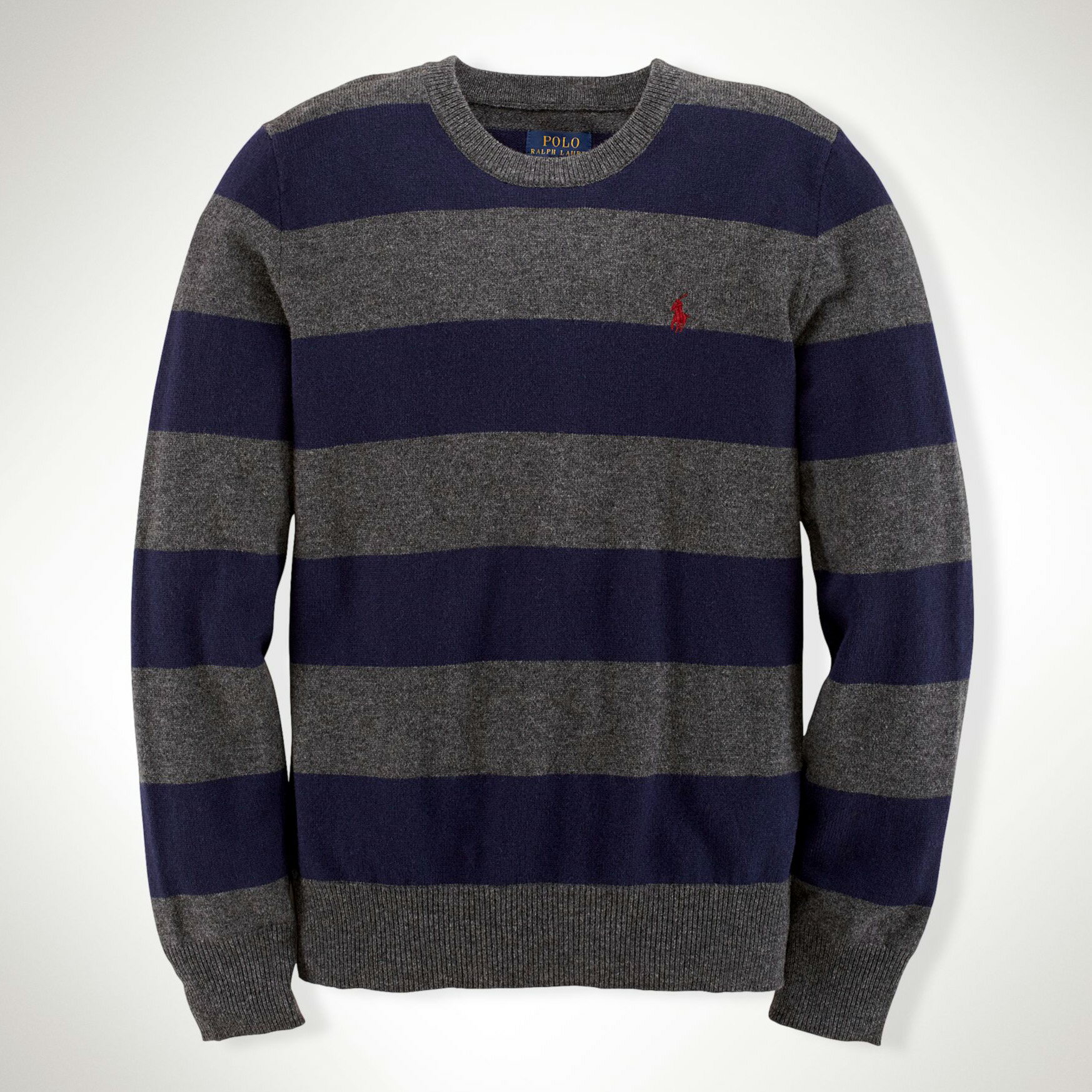 美國百分百【全新真品】Ralph Lauren 針織衫 RL polo 小馬 條紋 線衫 深藍 灰 XS S C462