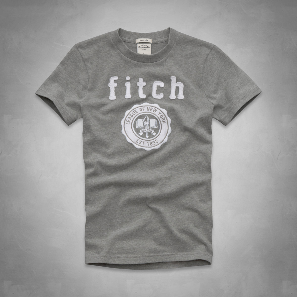 美國百分百【全新真品】Abercrombie & Fitch T恤 AF 短袖 T-shirt 麋鹿 灰 文字 學院 男 女 Kids XS S