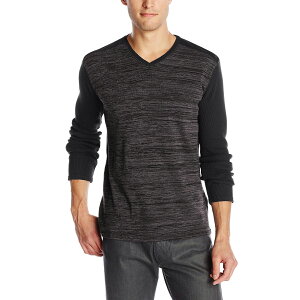 美國百分百【全新真品】Calvin Klein 針織衫 CK 長袖 T恤 上衣 黑色 素面 V領 XL號 E503