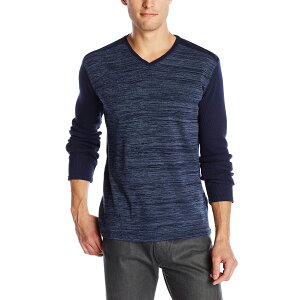 美國百分百【全新真品】Calvin Klein 針織衫 CK 長袖 T恤 上衣 深藍色 素面 V領 M L號 E503