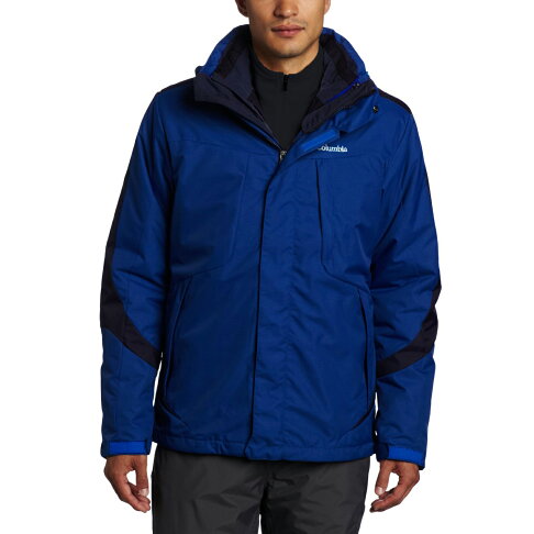美國百分百【全新真品】Columbia 外套 夾克 連帽 哥倫比亞 登山 藍色 兩件式 防水 男 M號 E517 0