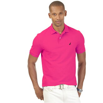 美國百分百【全新真品】Nautica Polo衫 休閒衫 短袖 上衣 帆船 洋紅色 素面 網眼 男 XS M號 A212