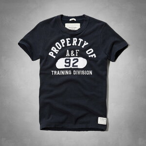 美國百分百【Abercrombie & Fitch】T恤 AF 短袖 T-shirt 麋鹿 logo 深藍 E743