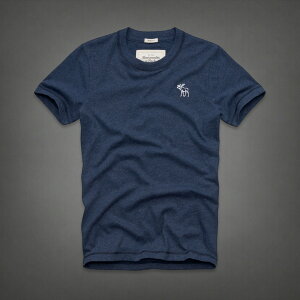 美國百分百【Abercrombie & Fitch】T恤 AF 短袖 上衣 T-shirt 麋鹿 藍 Logo E764