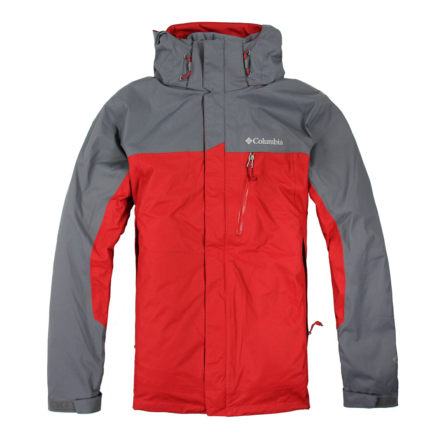 美國百分百【全新真品】Columbia 外套 夾克 連帽 哥倫比亞 登山 紅色 灰色 兩件式 防水 男 S號 E516