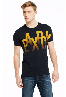 美國百分百【Armani Exchange】T恤 AX 短袖 上衣 logo 文字 T-shirt 深藍 M號 E826