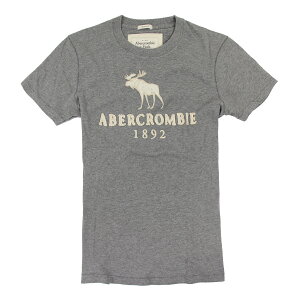 美國百分百【Abercrombie & Fitch】T恤 AF 短袖 上衣 T-shirt 麋鹿 灰色 短T S號 F044