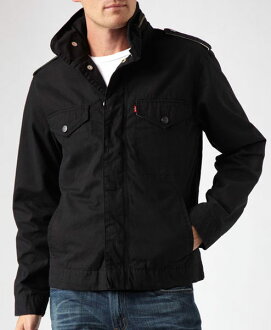 美國百分百【全新真品】Levis 雙頭馬車 立領夾克 男生 棉質 風衣外套 牛仔感 黑色 經典款