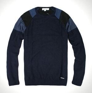 美國百分百【全新真品】Calvin Klein CK 圓領 針織 長袖 藍黑 條紋 率性 T恤 男 T-shirt 免運 XL