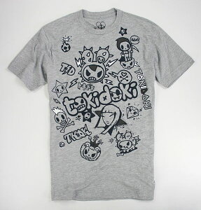 美國百分百【全新真品】Tokidoki 骷顱頭 愛心 設計大師 經典 可愛 公仔 圖案 T恤 T-shirt 灰色