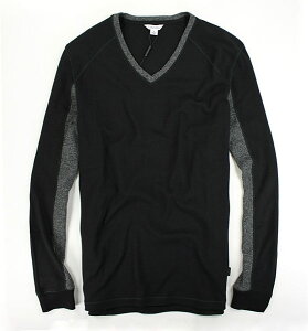 美國百分百【全新真品】Calvin Klein CK V領 棉質 高質感 長袖 雙色 上衣 T恤 男衣 黑灰 S號