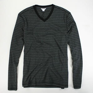 美國百分百【全新真品】Calvin Klein CK 男款 條紋 長袖 T恤 V領 薄長T 灰色 簡約 百搭 S號
