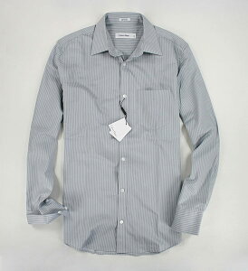 美國百分百【全新真品】Calvin Klein CK 男生 口袋 條紋 長袖 襯衫 上衣 灰色 XS S號 板橋門市