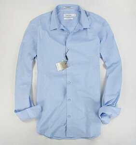 美國百分百【全新真品】Calvin Klein CK 男 素面 藍色 長袖 質感 襯衫 上衣 XS S號