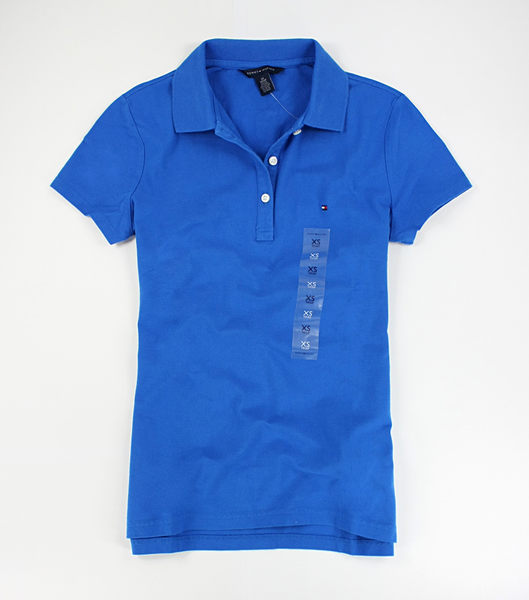 美國百分百【全新真品】Tommy Hilfiger 女款 腰身 短袖 POLO衫 顯瘦款 寶藍 藍 靛 XS號 免運