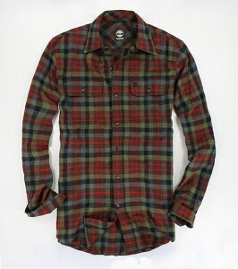美國百分百【全新真品】Timberland 復古 配色 有型 男生 格紋 長袖 襯衫 雙口袋 厚棉 M號