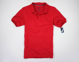 美國百分百【全新真品】Nautica 美國 素色 網眼 男衣 短袖 POLO衫 帆船牌 紅色 超取 XXL
