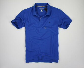 美國百分百【全新真品】Nautica 帆船牌 春夏 素色 網眼男衣 短袖 POLO衫 寶藍 XXL