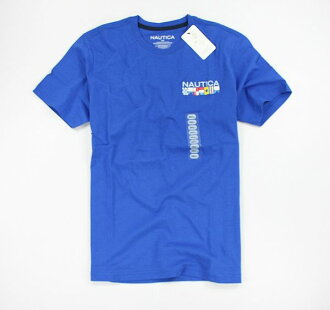 美國百分百【全新真品】Nautica 帆船牌 特色T 國旗T 男 圖案T T-shirt 短袖 T恤 寶藍 棉T