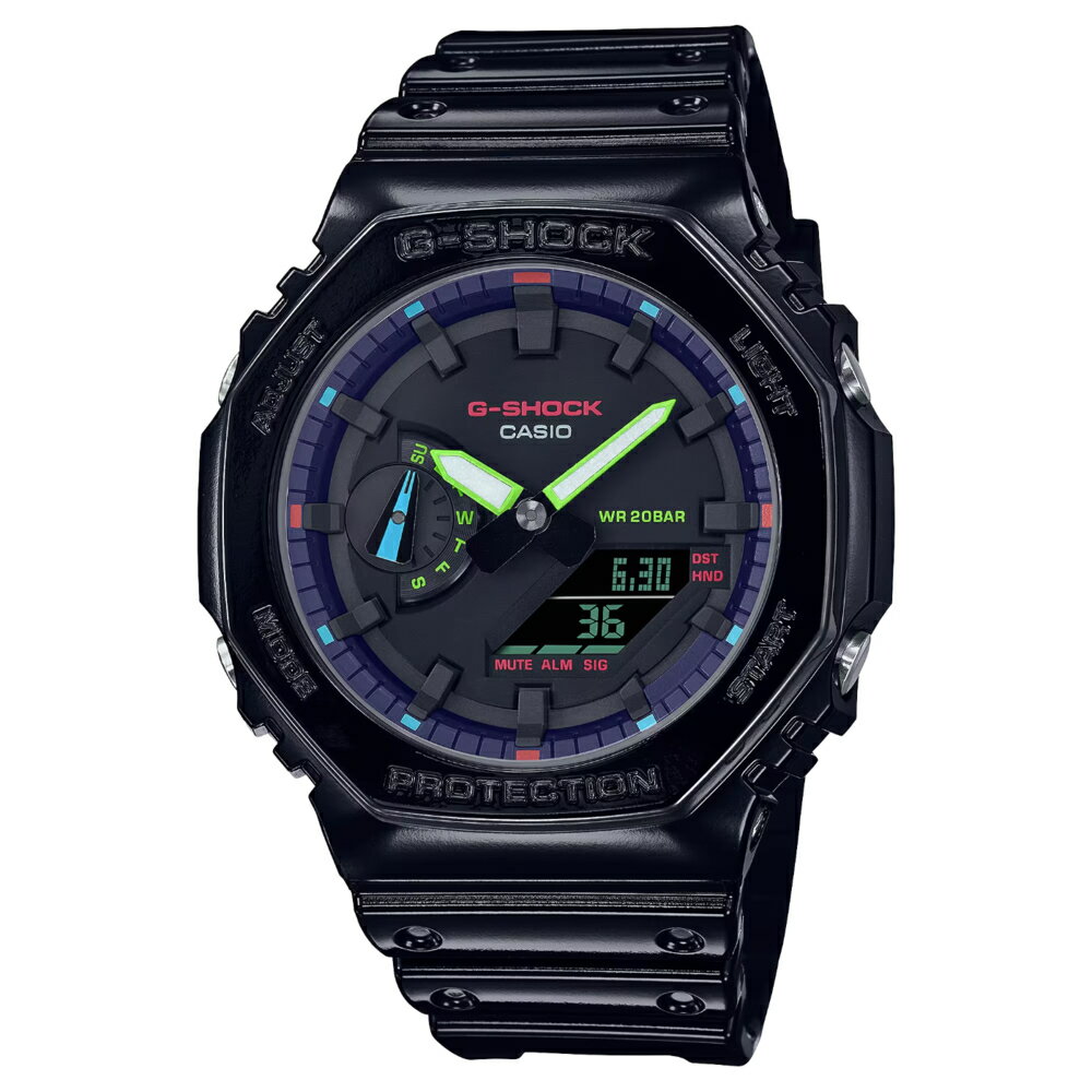送禮首選★【CASIO 卡西歐】G-SHOCK 八角農GA-2100RGB-1A 附防塵袋+提袋【全館滿額折價★APP下單點數4倍送】線上購買享 實體門市同步服務