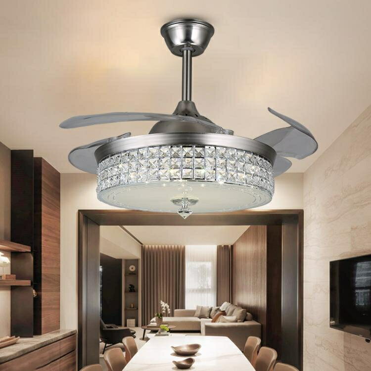 小戶型餐廳風扇燈led隱形吊扇燈110v客廳臥室現代簡約燈具 快速出貨