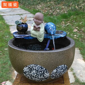 陶瓷流水噴泉擺件加濕器風水招財加大號魚缸禪意造景書房客廳擺件