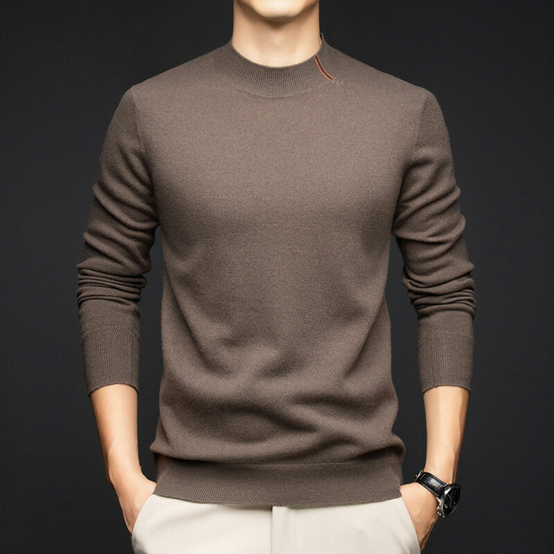 【巴黎精品】現貨+預購 頂級商務針織外套針織衫休閒秋冬大碼男裝-羊毛衫半高領針織打底男上衣5色a1lf68