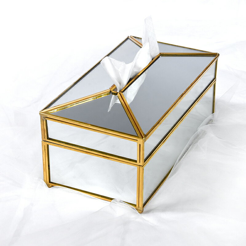 歐式北歐創意玻璃紙巾盒ins風客廳家用防水鏡面抽紙盒輕奢華簡約