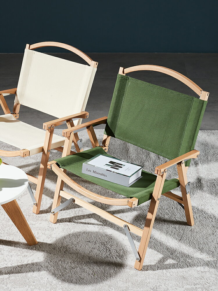 實木折疊椅露營戶外帆布休閑椅旅行野餐民宿便攜單人沙灘靠背椅子 2